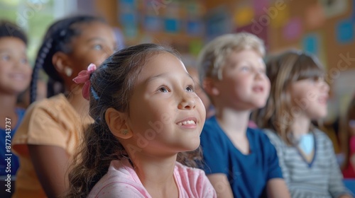 Middle School Classroom: Diverse Primary Students Engaged in Learning, Building a Bright Future
