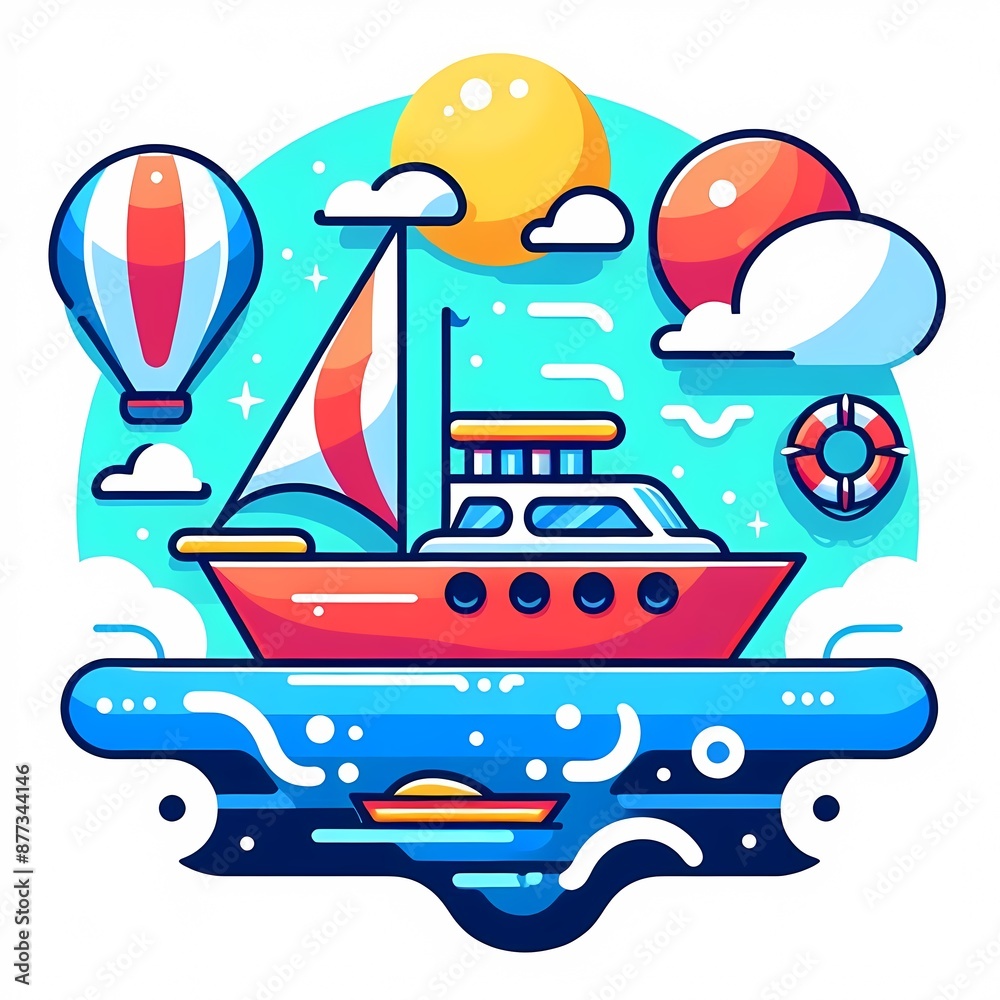 Naklejka premium Modern colorful ship boat vector illustration isolated on a white background