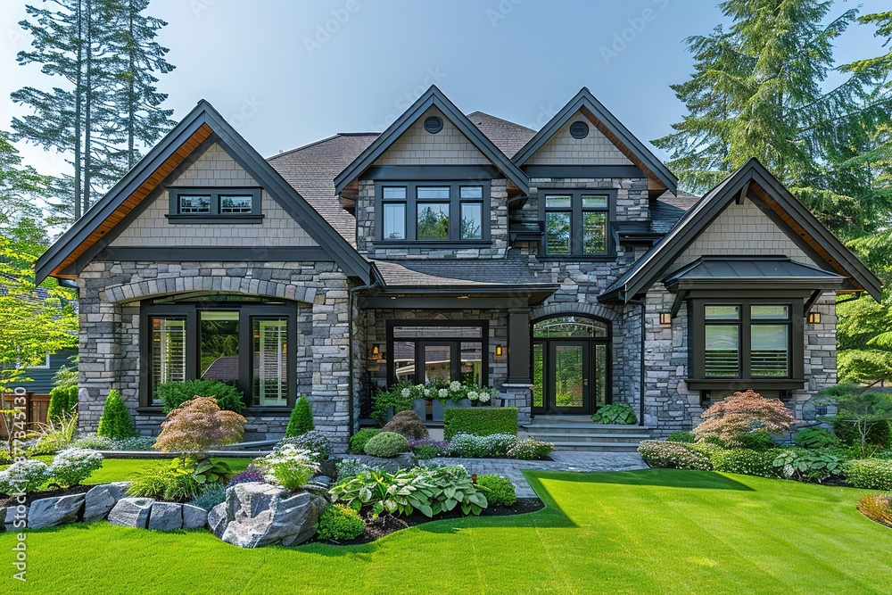 A large house with a large yard and a lot of greenery A large house with a large yard and a lot of greenery