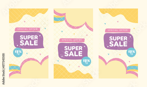 Baby shop social media stories template. Editable square banner templates for Instagram post. Abstract Minimalistic baby stories design concept. Premium vector illustration.