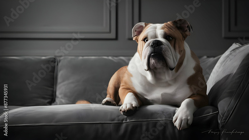 Poised Perfection A Bulldog's Golden Gaze