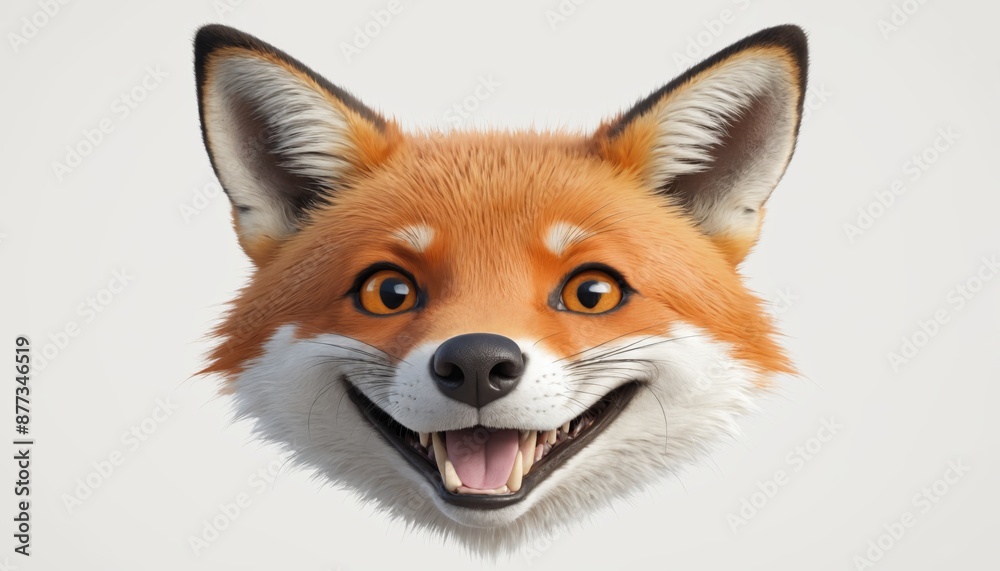 Obraz premium A foxy grin against a crisp white background