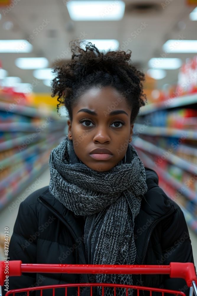African American woman shopping in a supermarket African American woman shopping in a supermarket