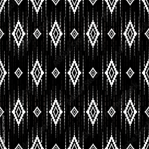 Black and white geometric ethnic seamless pattern traditional. Native striped. Thai style.