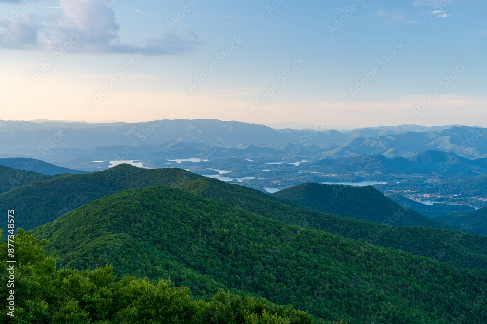 Fototapeta premium Aerial Shot of Appalachian Mountains at Sunset