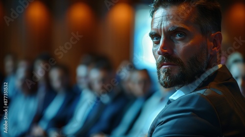 A businessman attending a business seminar