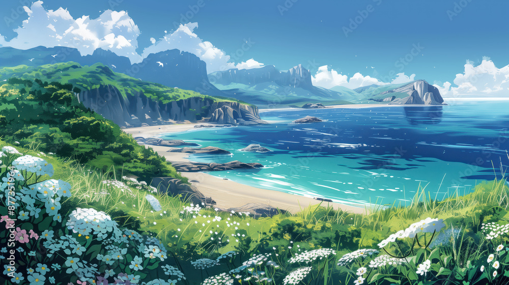 summer paradise beach scenery with a lot of plants summer paradise beach scenery with a lot of plants