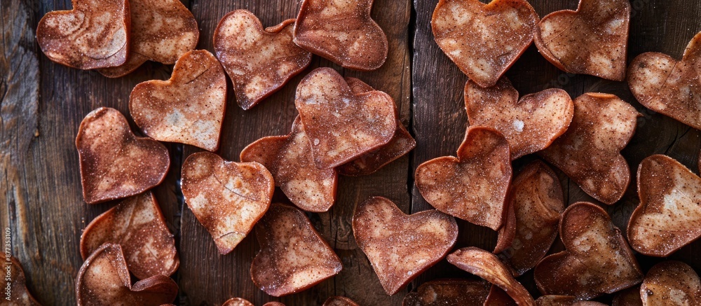 Heart shaped cinnamon chips on a copy space image Heart shaped cinnamon chips on a copy space image