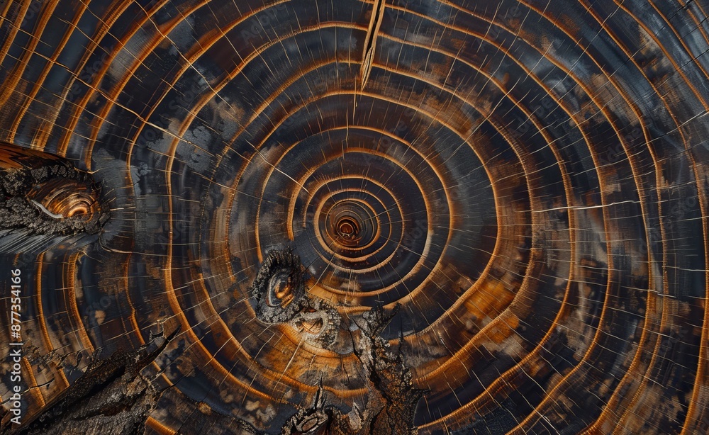 An annual ring adorned section of a trunk that has been felled. Slice the wood from the trunk. An annual ring adorned section of a trunk that has been felled. Slice the wood from the trunk.