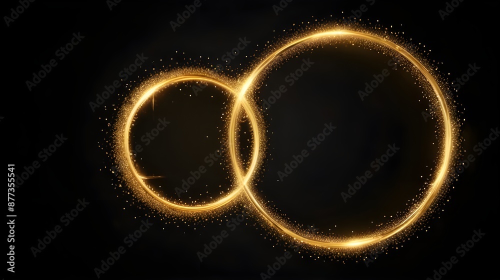 Gold Glitter Circle of Light Shine Sparkles on Black Background,gold ...
