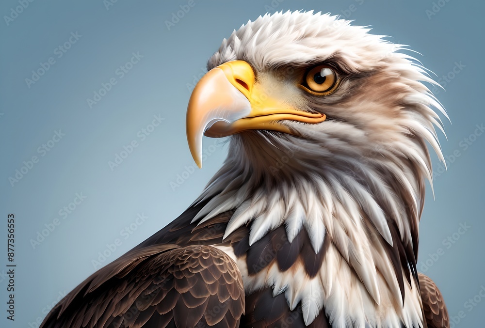 Obraz premium portrait of an eagle, isolated on a blue background
