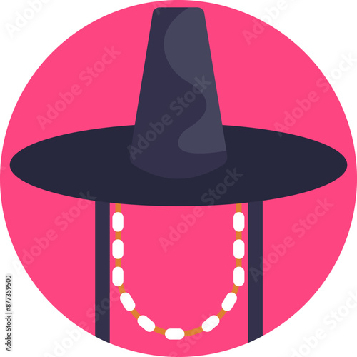 This icon features a classic Korean bamboo hat, symbolizing the rich cultural heritage and traditional craftsmanship of South Korea.