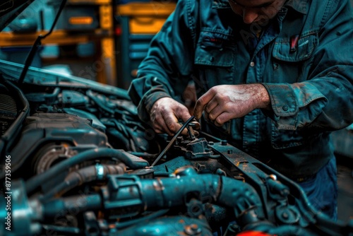 Mechanic Working on Engine © Iswanto