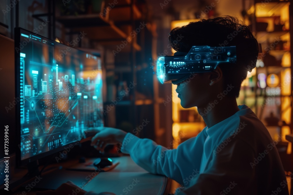 Lab experiment using HoloLens glasses and computers to experience virtual reality Lab experiment using HoloLens glasses and computers to experience virtual reality