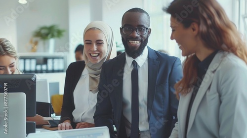 Multiethnic business people working together in the office 