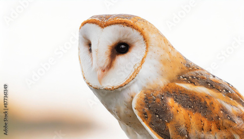 common barn owl ( Tyto albahead ) close up sitting