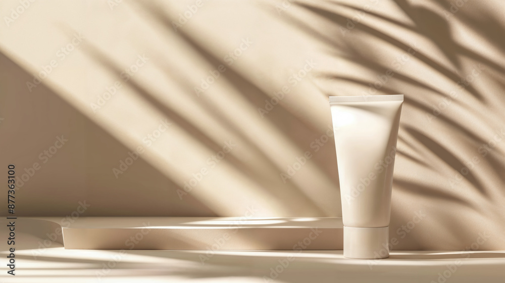Elegant cream-colored tube under soft shadowy light Elegant cream-colored tube under soft shadowy light