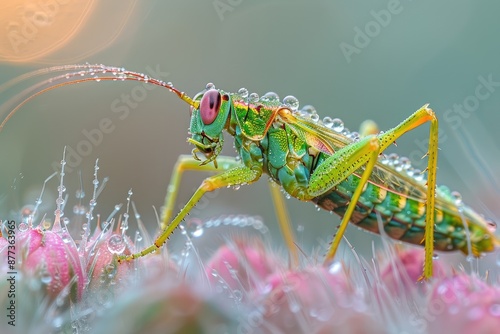 insects land on the grass professional photography photo