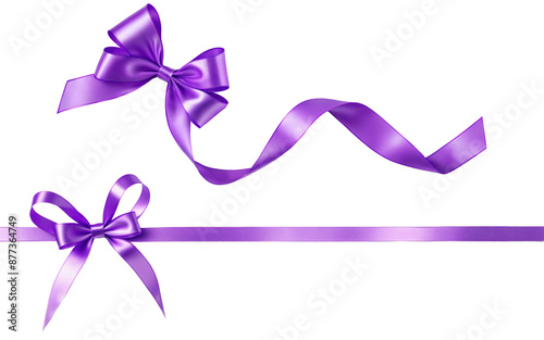 violet ribbon bows on a transparent background