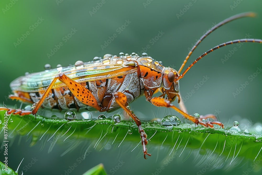Fototapeta premium insects land on the grass professional photography