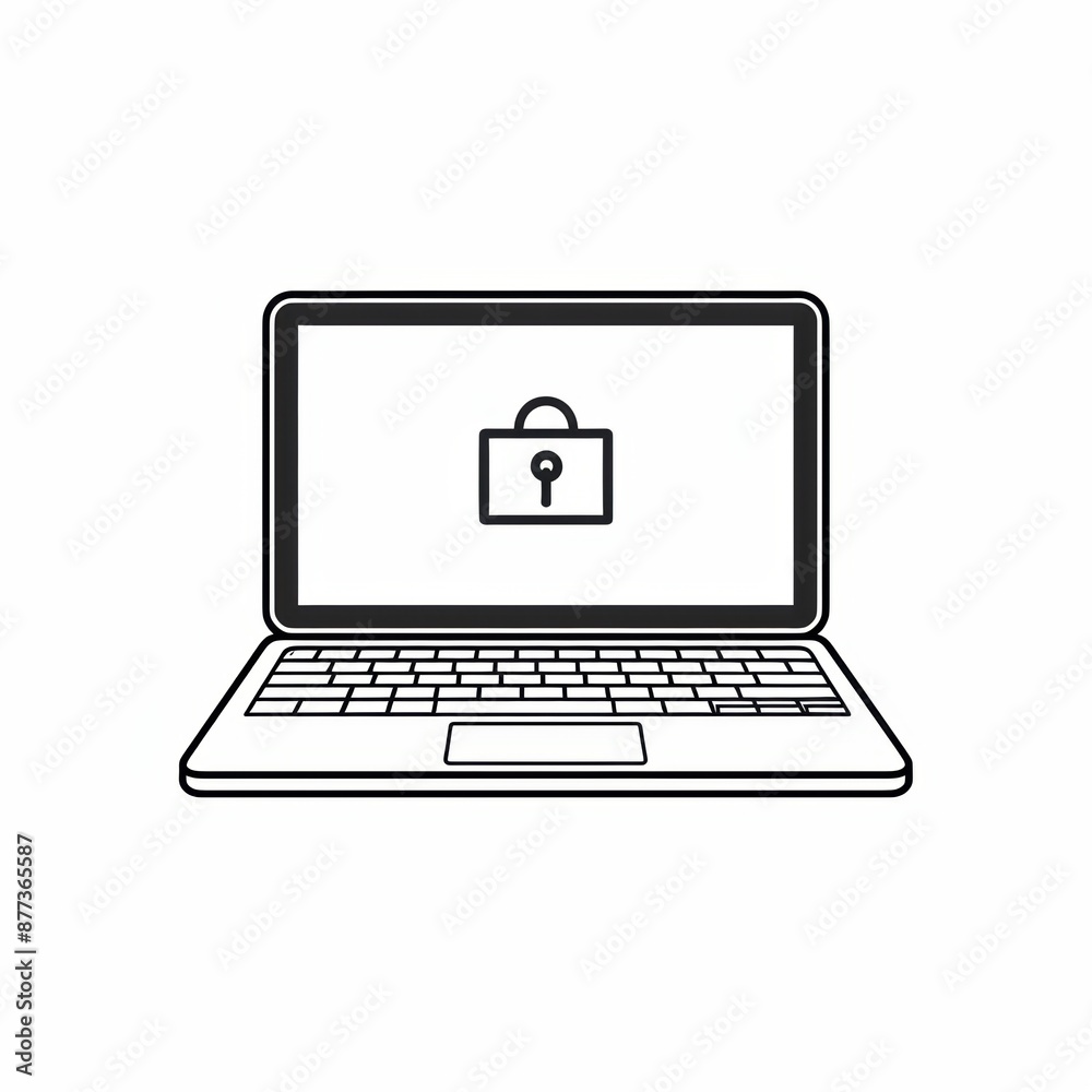 Laptop with padlock icon. Security concept. Vector illustration. Laptop with padlock icon. Security concept. Vector illustration.