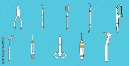 Dentist tools, dental tools, dental health, tooth vector illustration