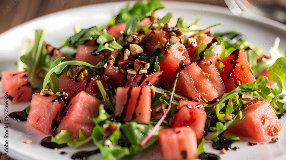 Watermelon Salad with Balsamic Glaze. Watermelon Salad with Balsamic Glaze.