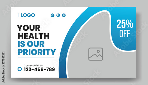 Medical healthcare Youtube thumbnail cover and dental clinic social media web banner design or workshop video thumbnail template