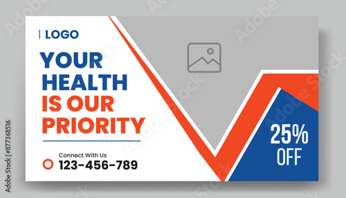 Medical healthcare Youtube thumbnail cover and dental clinic social media web banner design or workshop video thumbnail template