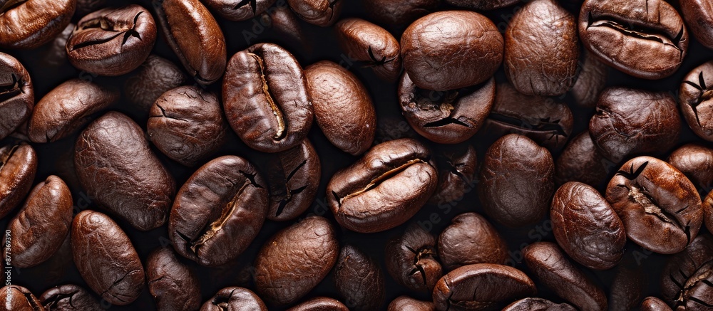 Fototapeta premium Detailed shot of coffee beans with copy space image