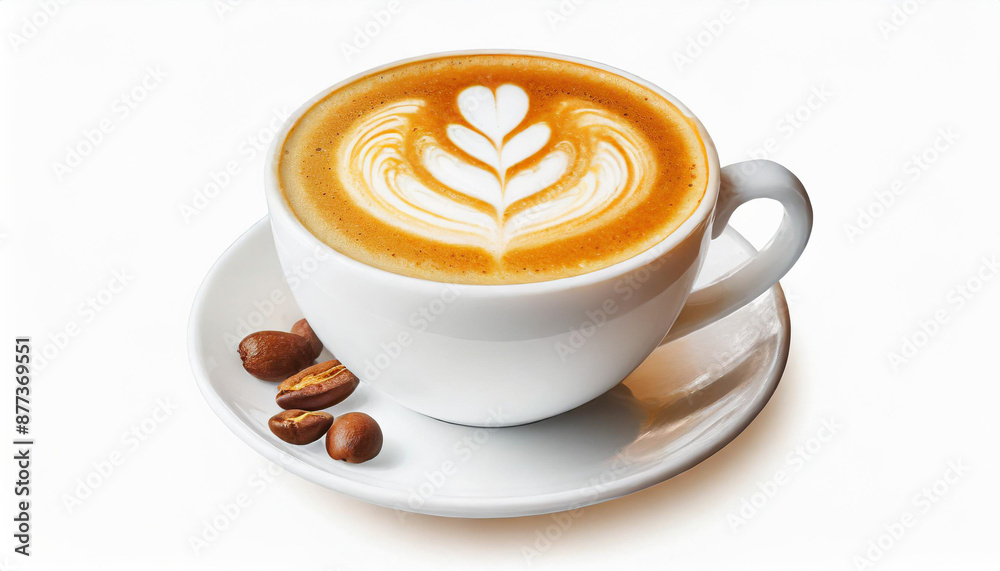 Cup of coffee latte isolated on white backgroud with clipping path Cup of coffee latte isolated on white backgroud with clipping path