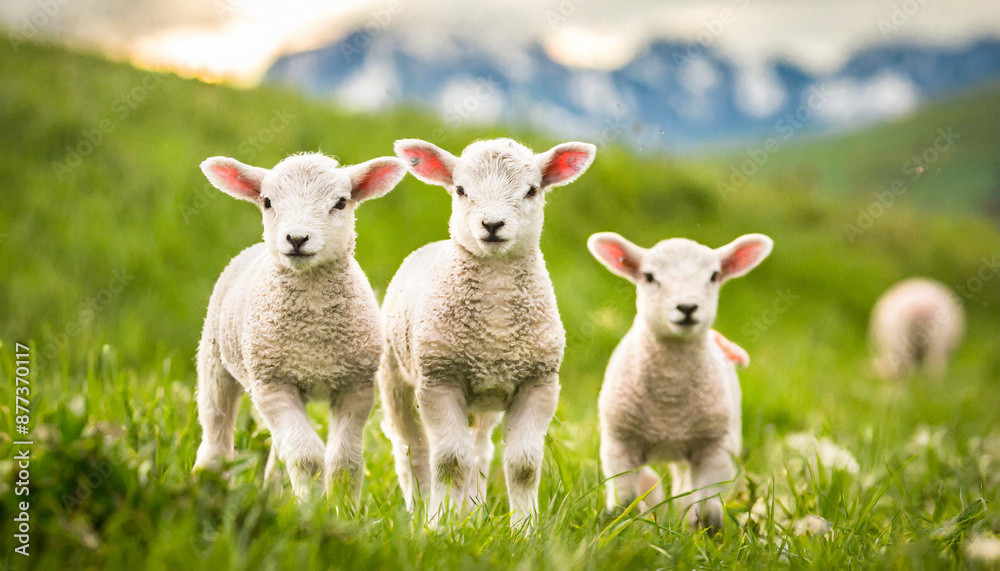 curious lambs in spring curious lambs in spring