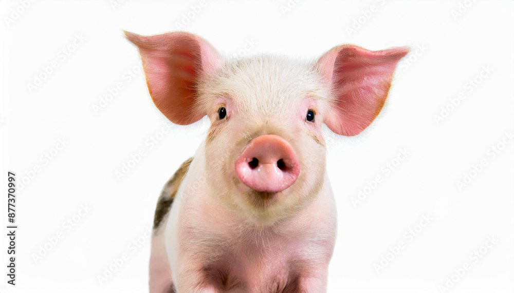 pig cute newborn standing on a grass lawn. concept of biological , animal health , friendship , love of nature . vegan and vegetarian style . respect for nature pig cute newborn standing on a grass lawn. concept of biological , animal health , friendship , love of nature . vegan and vegetarian style . respect for nature