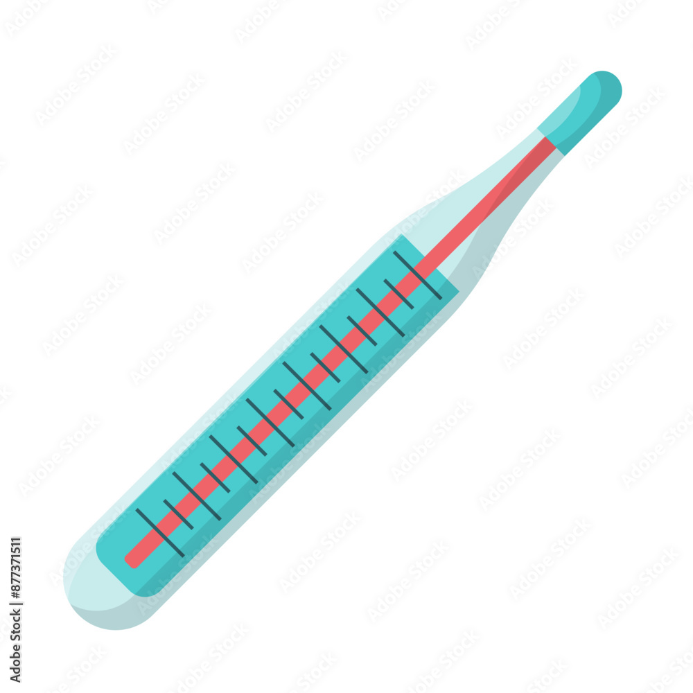 Mercury thermometer for measuring body temperature. Medicine elements, tools. Medical equipment to use at home. Medicines to treat diseases. First aid kit. Healthcare and medicine. Vector illustration Mercury thermometer for measuring body temperature. Medicine elements, tools. Medical equipment to use at home. Medicines to treat diseases. First aid kit. Healthcare and medicine. Vector illustration