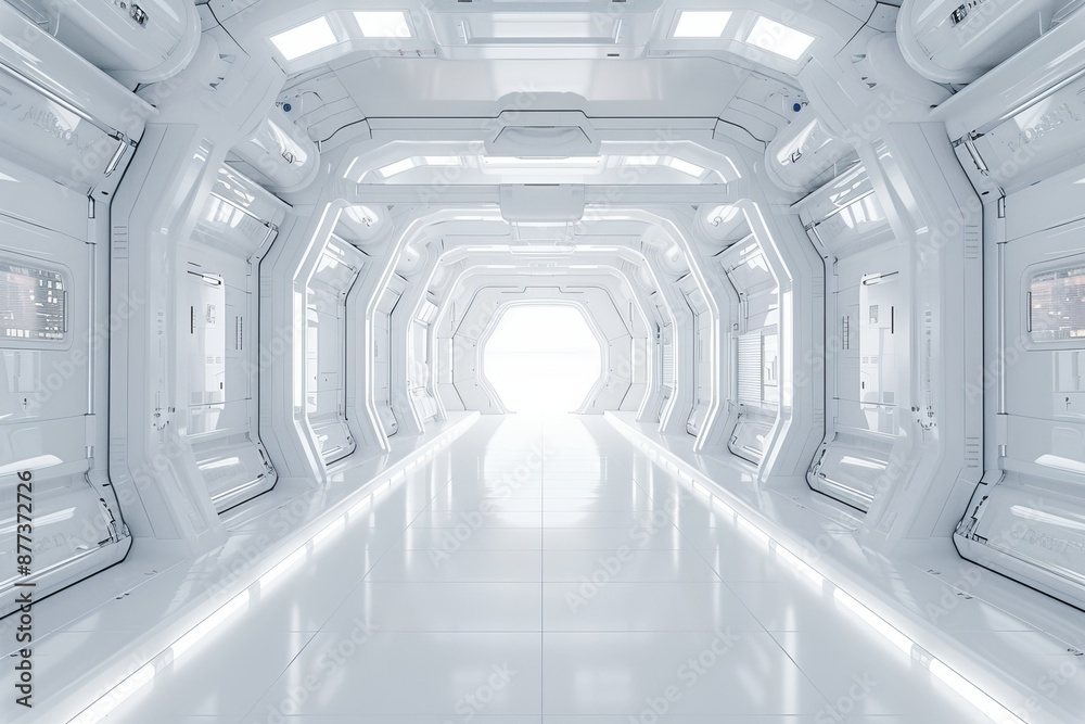 Created with Stock technology, this futuristic interior is smooth and clean with a clean white spaceship or science fiction lab in the background. Created with Stock technology, this futuristic interior is smooth and clean with a clean white spaceship or science fiction lab in the background.