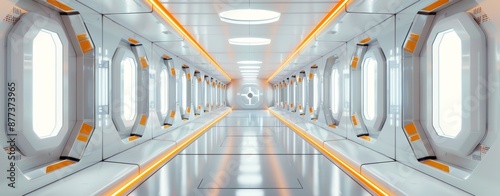 Stock image of a scifi style corridor or room in a space station or spaceship. Ultra modern scifi design. photo