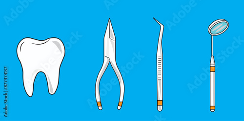 Dentist tools, dental tools, dental health, tooth vector illustration