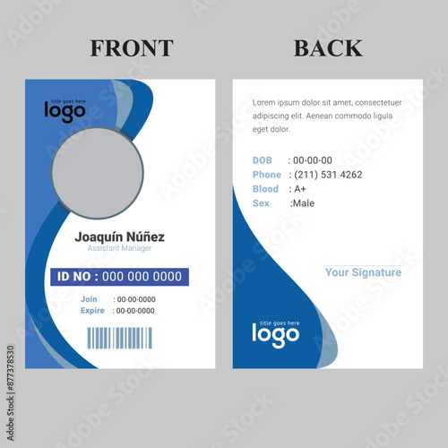 New Modern and clean business id card template. professional id card design template with blue and red color. corporate modern business id card design template. Company employee id card template.