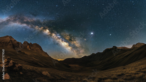 A beautiful night sky with a large milky way