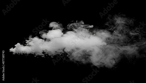 movement of white smoke isolated on black background