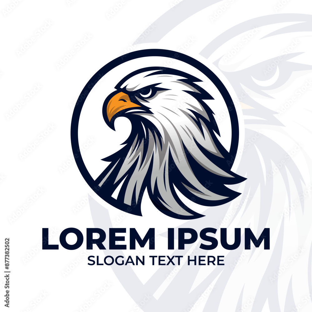 Obraz premium Eagle head mascot with emblem badge logo style, eagle esport mascot, american eagle illustration