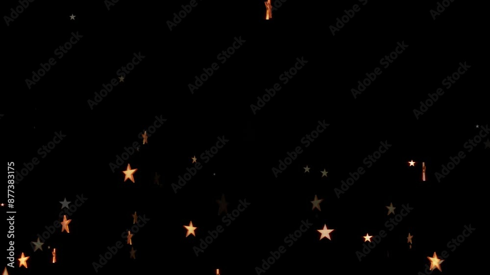 3d Golden Star Falling Down On The Black Bg Loop Animation Stars ...