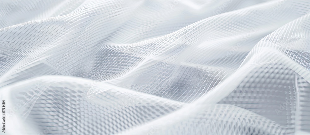 White mesh fabric background with selective focus suitable for sportswear due to its lightweight breathability and quick drying properties ideal as an abstract wallpaper with copy space image for text White mesh fabric background with selective focus suitable for sportswear due to its lightweight breathability and quick drying properties ideal as an abstract wallpaper with copy space image for text