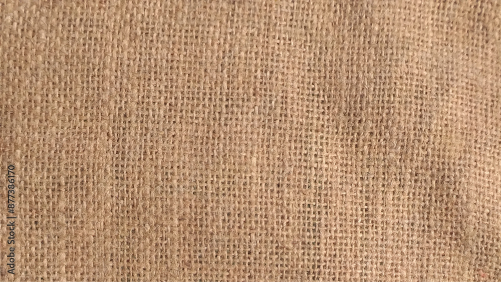 Close up shot of colored sofa fabric texture. Brown burlap texture background. Vector