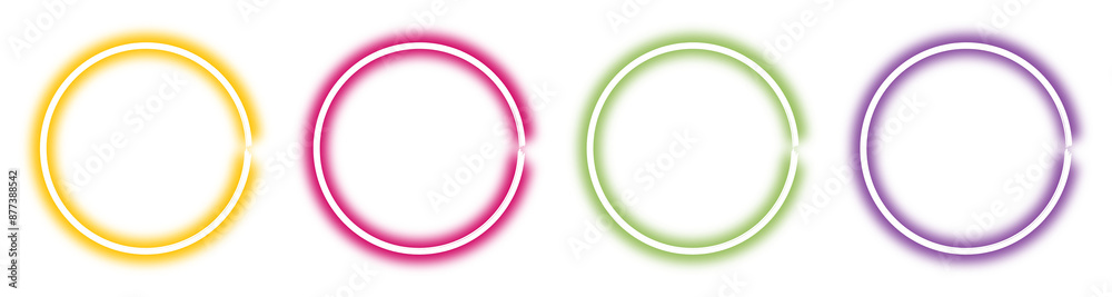 Set of colorful neon hand drawn round frame on transparent background, abstract circle shape png design element Set of colorful neon hand drawn round frame on transparent background, abstract circle shape png design element