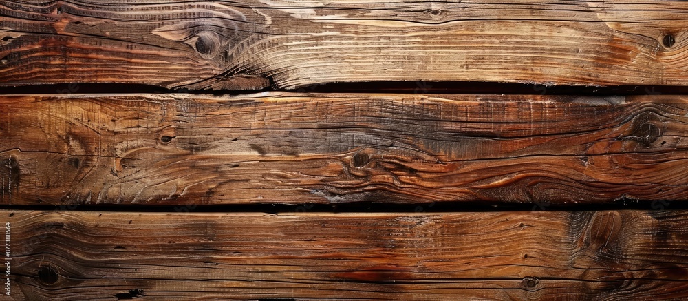 Old rustic brown planks on a wooden background providing a vintage feel with copy space image