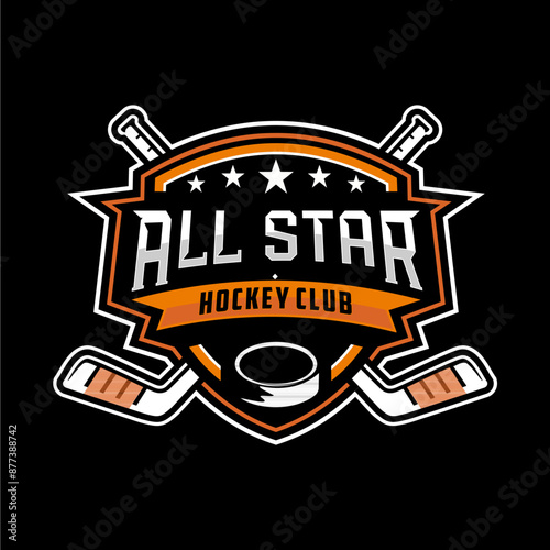 Hockey tournament logo in modern minimalist style, hockey logo team