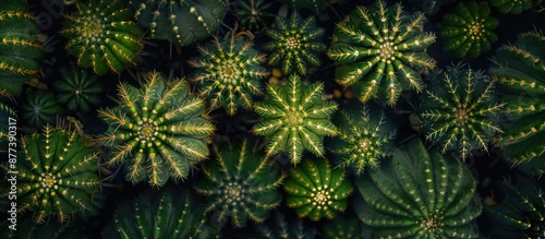 Top view of small cacti with thorny texture perfect as a copy space image