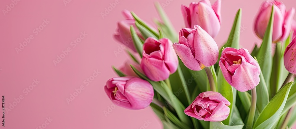 Close up of tulip flowers in a vase for Mother s Day with copy space image Close up of tulip flowers in a vase for Mother s Day with copy space image