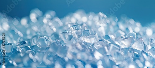 Copy space image of clear polypropylene or polyamide granules in the background typical of the plastics and polymers industry photo